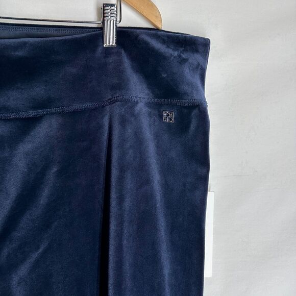 NWT Calvin Klein Women's Velvet Velour Pull On Pants Wide Leg Blue Plus Size 3X - Picture 5 of 7